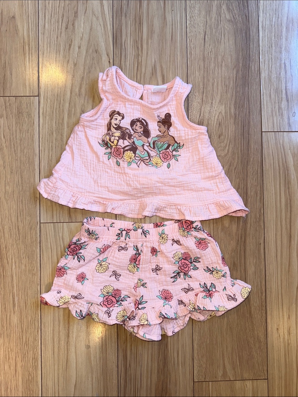 Disney Pink Floral Princess Tank & Shorts Matching Set